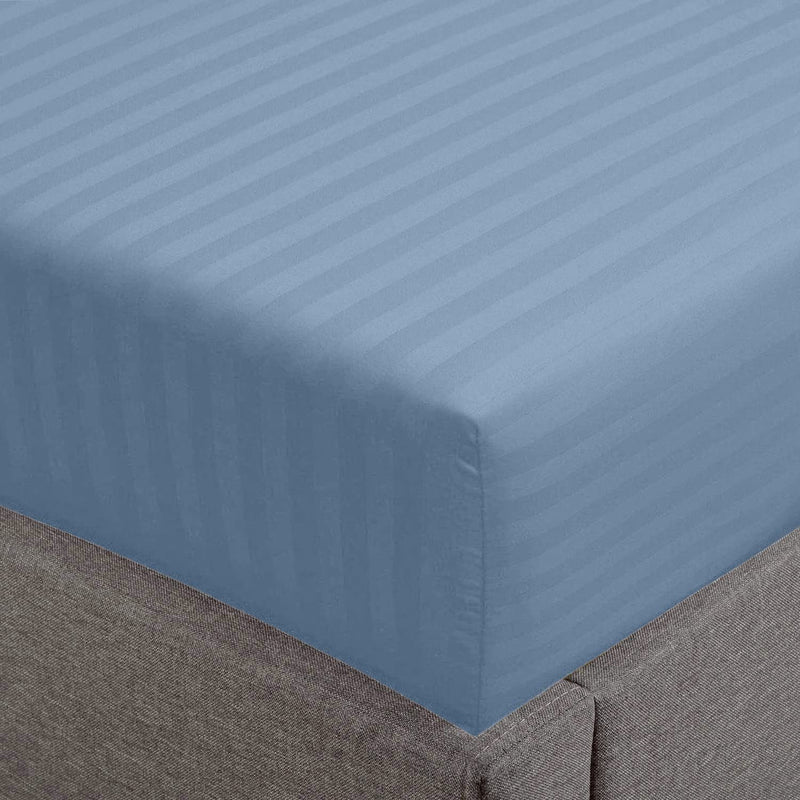 Feather & Stitch 100% Cotton 1 Piece Damask Stripe Queen Fitted Sheet 500 Thre