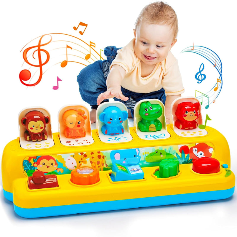 Interactive Pop Up Animal Toys With Music & Light, Montessori Cause And Eff