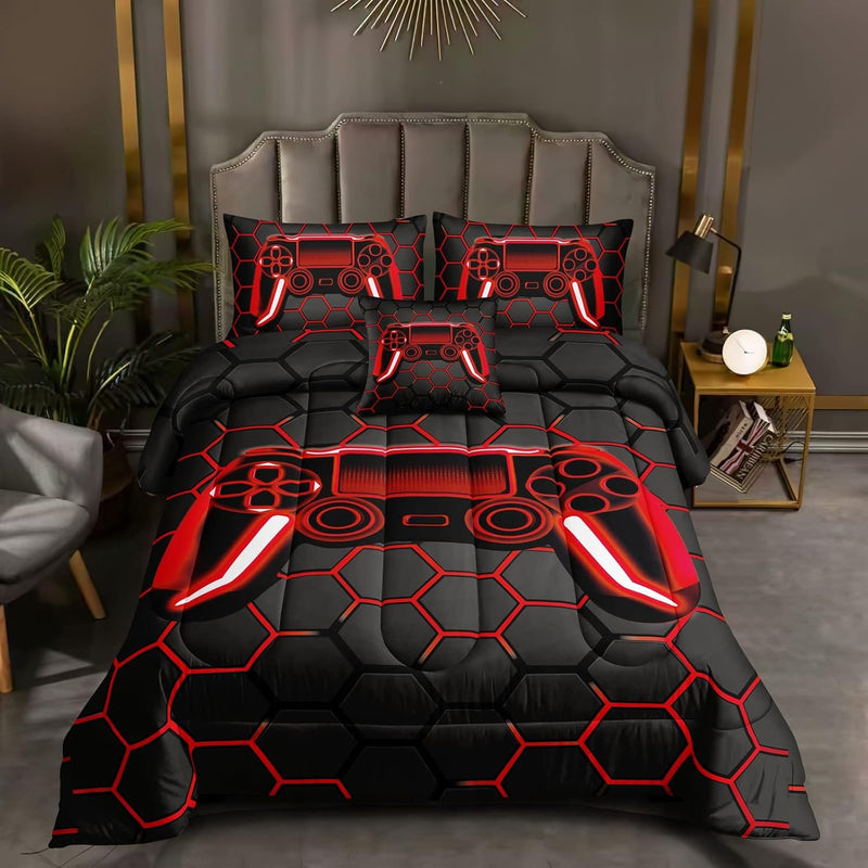 6 Pieces Gaming Bedding Set For Boys Gamer Comforter Set Queen Size,Game Contr