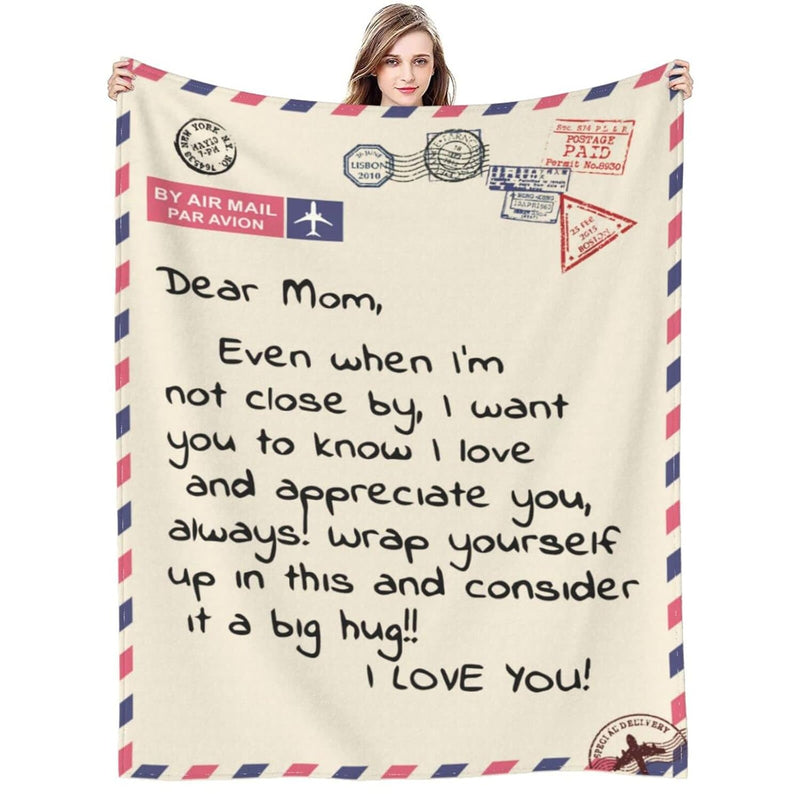 Throw Blankets Anniversary Birthday Gift For Mom From Daughter Son, Dear Mom B