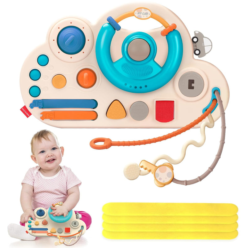 Montessori Toys For 1+ Years Old, Busy Board Toys With 4 Straps Steering Wh