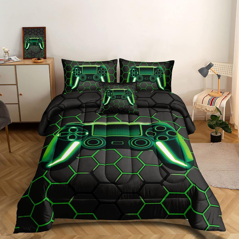 5 Pieces Gaming Bedding Set For Boys Gamer Comforter Set Twin Size,Video Game