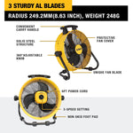 DXF1840 Floor Fan, Industrial Fan, 18 Inch High Velocity Fan with 3-Speed Heavy Duty Air Circulator and 180 Adjustable Tilt, Large Electric Metal Rotating Garage Fan, Drum Fan for Work, Yellow