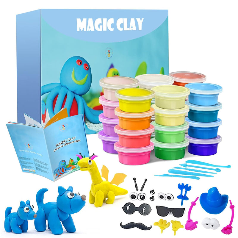 24 Colors Air Dry Modeling Clay Kit for Kids, Non-Sticky and Super Stretchy