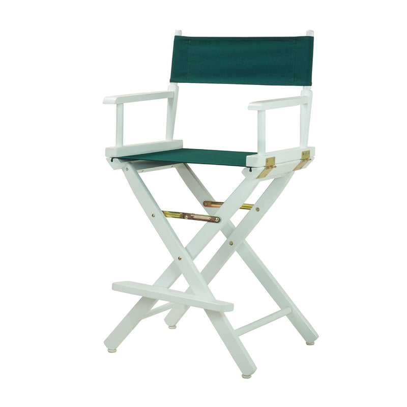 24" Director'S Chair White Frame With Hunter Green Canvas, Counter Height