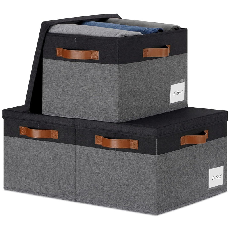 Large Storage Bins With Lids, Foldable Fabric Storage Baskets With Lids, Sturdy