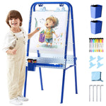 2-in-1 Outdoor Kids Easel, Double-Sided Foldable Acrylic Boards with 20+ Accessories