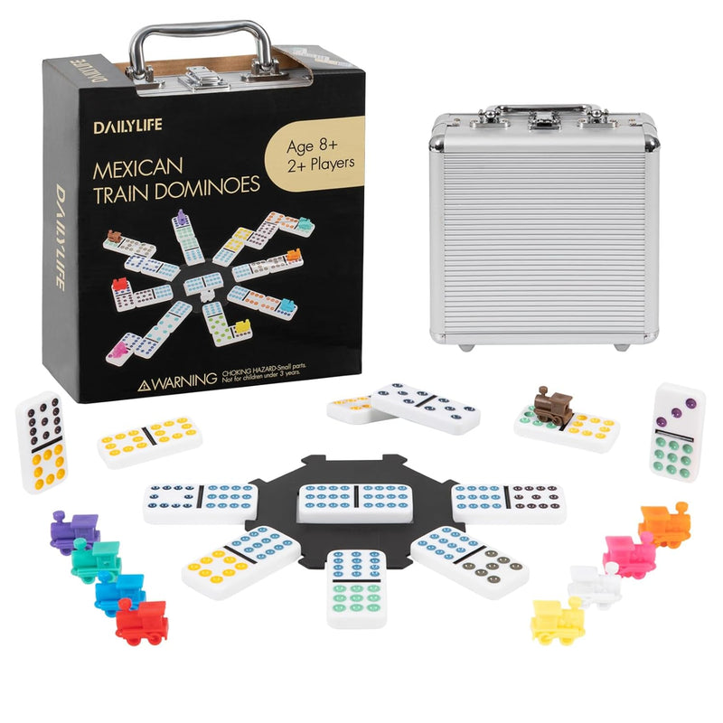 Mexican Train Dominoes Set, Double 12 Dominoes Set With Portable Case, 91 T