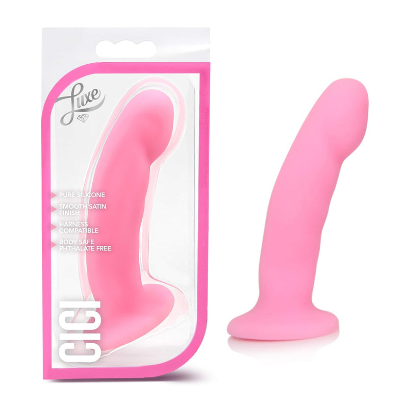Blush Novelties Luxe Cici - 6 Inch Puria Platinum Silicone G Spot Stimulating Dildo - Soft Satin Smooth Ultrasilk - Harness Compatible Dildo - Sex Toy For Women Men Couples - Pink