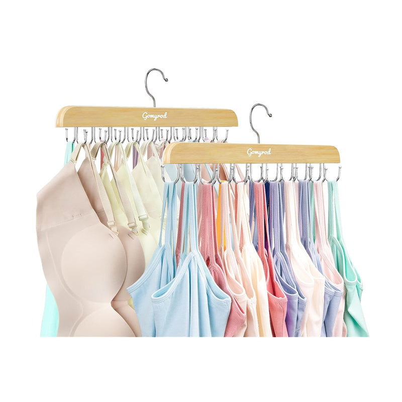 Bra Hanger For Closet, Tank Top Hanger W/20 Hooks Capacity Foldable Wood Space S