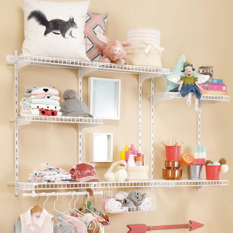 White Wire Closet Shelf Kit | Shelving For Open Areas | Shelf Track With Shelvin