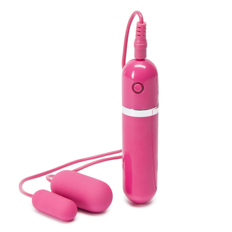 Bedtime Double Bullet Vibrator - Wired Remote Controlled Bullet Vibrator For Women - Mini Bullet Vibrator With 7 Vibration Patterns & 3 Speeds - Pink