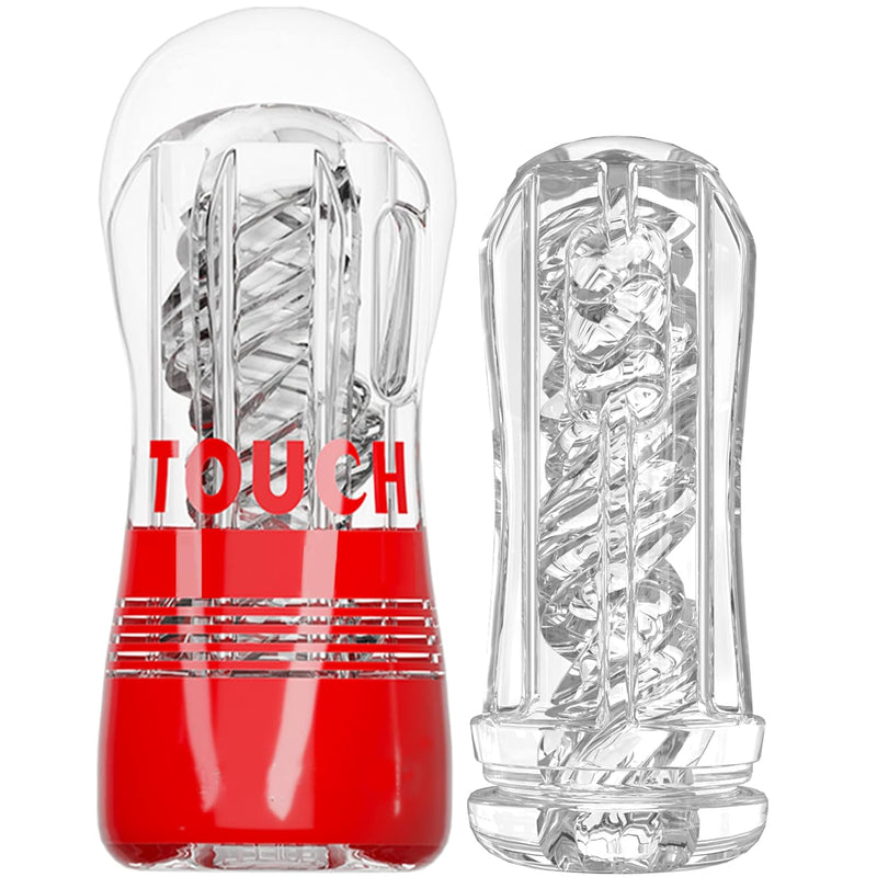 2 Ways To Use Manual Sucking Extrusion Male Masturbators, Portable Transparent Pocket Pussy Stroker With Vagina Textured Blowjob Sex Toys Penis Tpe Masturbation Sleeve For Men