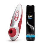 Pro40 Red Pleasure Air Clitoris Stimulator & Pjur Aqua Water Based Personal Lubricant 3.4 Fl Oz - Female Sex Toys Bundle