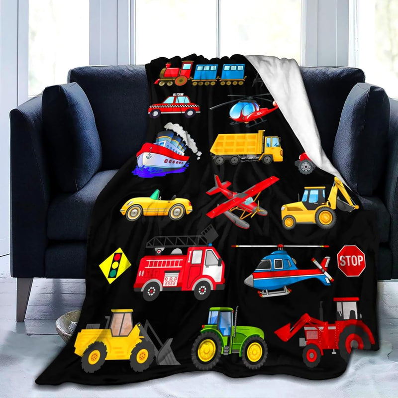 Cute Construction Truck Blanket Throw Excavator Car Blankets For Kids Toddler