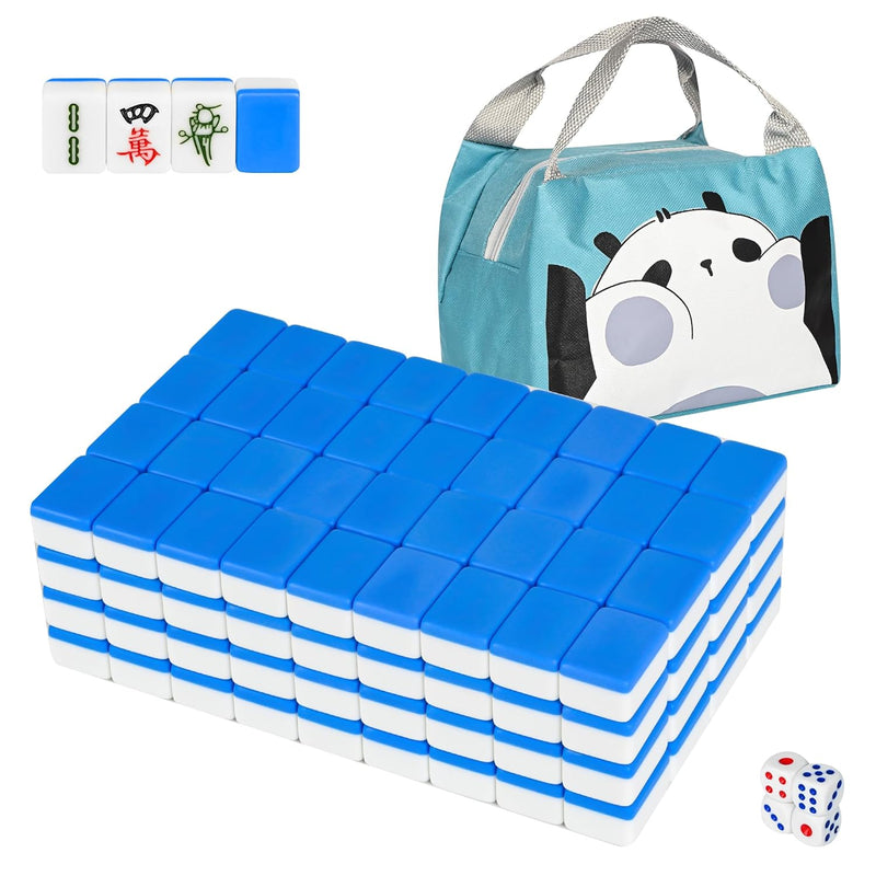 Traditional Mini Chinese Mahjong Game Set 144 Tiles, With Portable Handbag, Ti