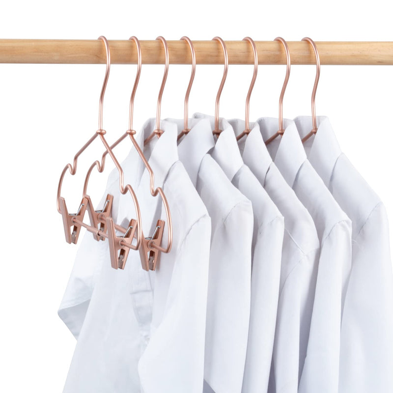 10-Pack Children Rose Gold Metal Clothes Hangers With Clips, 12.6" Heavy Duty Co