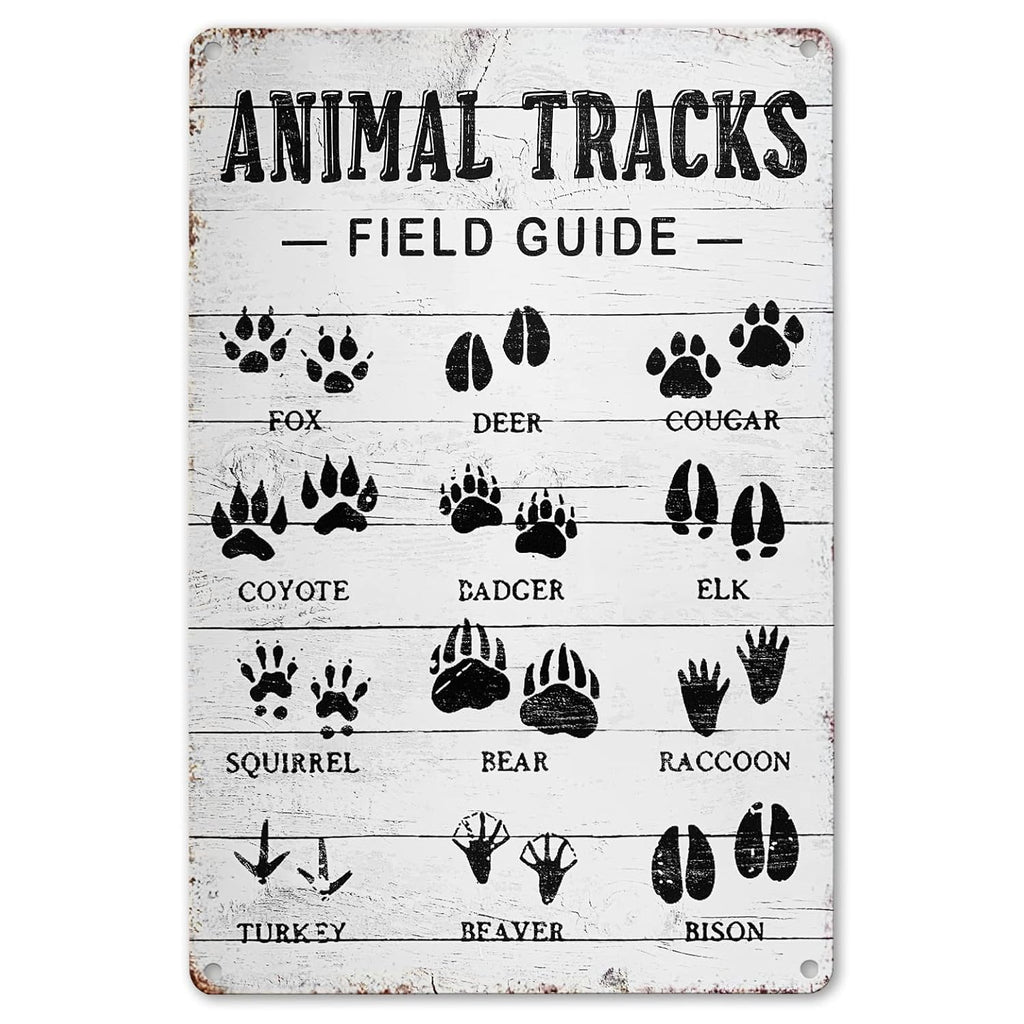 Animal Tracks Field Guide Sign Log Cabin Wall Decor, Forest Hunting De ...