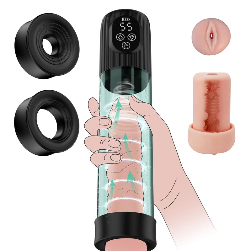 Electric Water Penis Pump, Adult Sex Toy With 8 Training Suction Intensities, Ipx 6 Full Waterproof Automatic Male Masturbator With 3 Traning Sleeves, Sex Toys For Men Erection