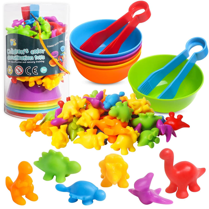 Counting Dinosaurs Toys Matching Games With Sorting Bowls For Kids Toddler