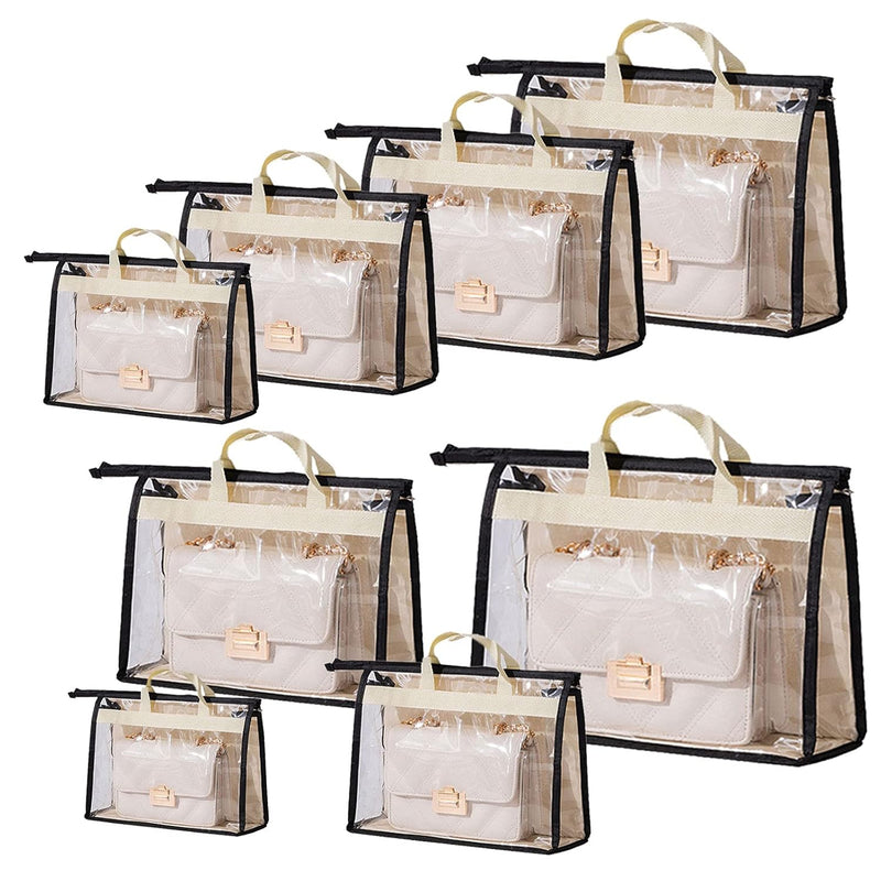 8 Pack Handbag Storage Organizer Dust Bags Transparent Hanging Purse Organizer W