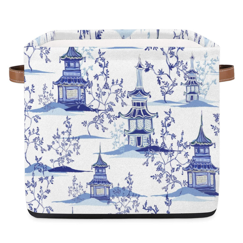 Storage Cube Bins Chinoiserie Vintage Pagodas Tree Large Collapsible Storage Bas