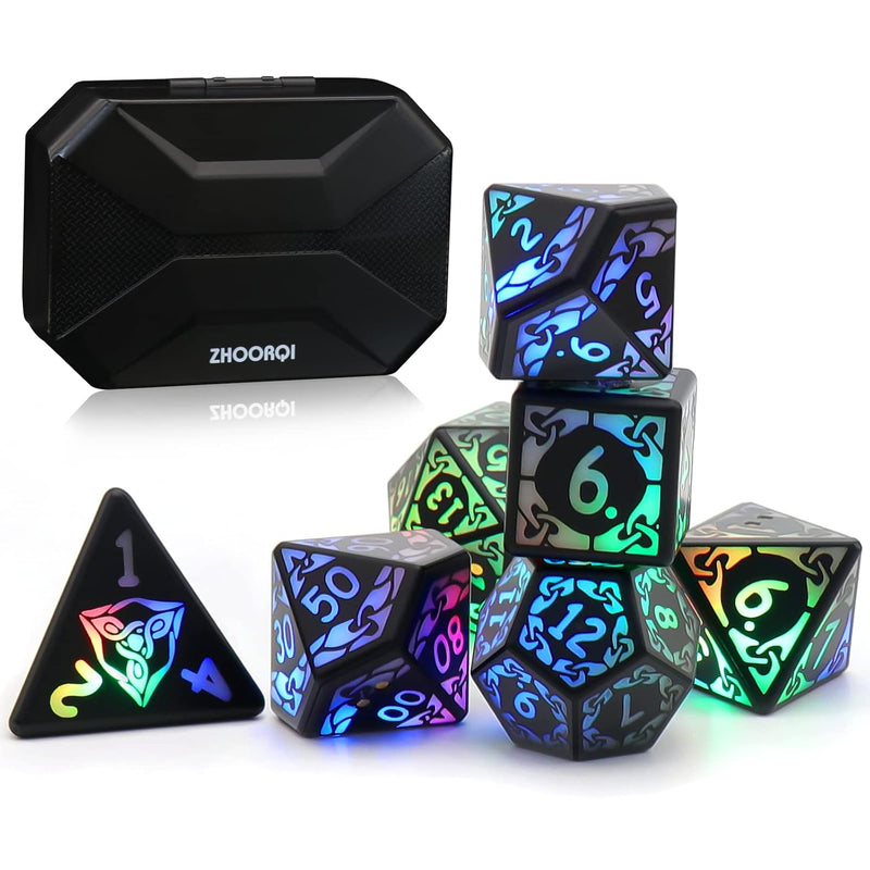 Dnd Dice Rechargeable With Charging Box, Light Up Dice 7 Pcs Led Electronic