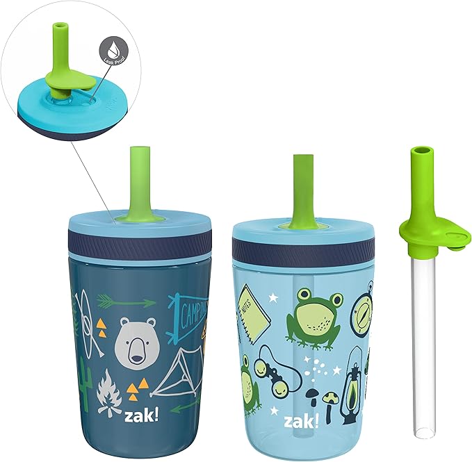 Campout and Camping Kelso Tumbler Set, Leak-Proof Screw-On Lid with Straw, Bundle for Kids Includes Plastic and Stainless Steel Cups with Bonus Sipper, 3pc Set, Non-BPA,15 fl oz