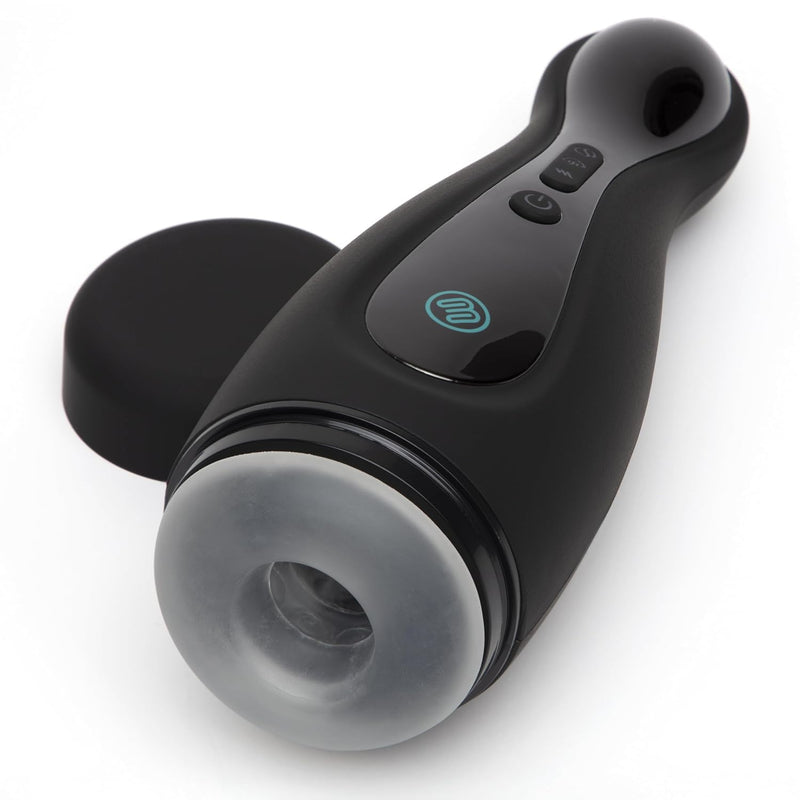 Blowmotion Sucking & Vibrating Male Masturbator - 4 Inch Soft Textured Canal Male Sex Toy - 3 Suction Modes, 2 Speeds & 4 Vibration Patterns - Rechargeable Adult Sex Toy For Men - Black
