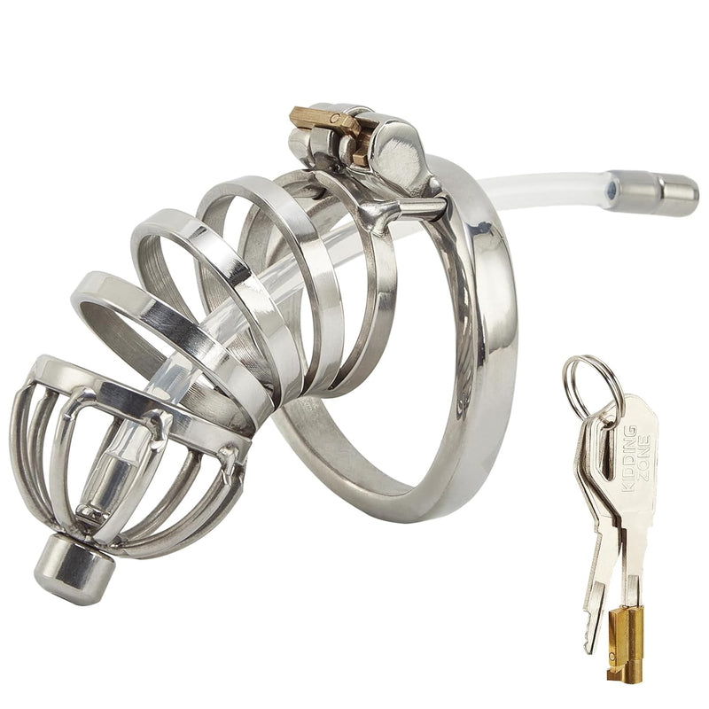 Male Chastity Cage, Cock Cage Chastity Device Stainless Steel With 1.97 Inch Size Ring & Invisible Lock, Adult Sex Toy For Men Penis Exercise And Abstinence