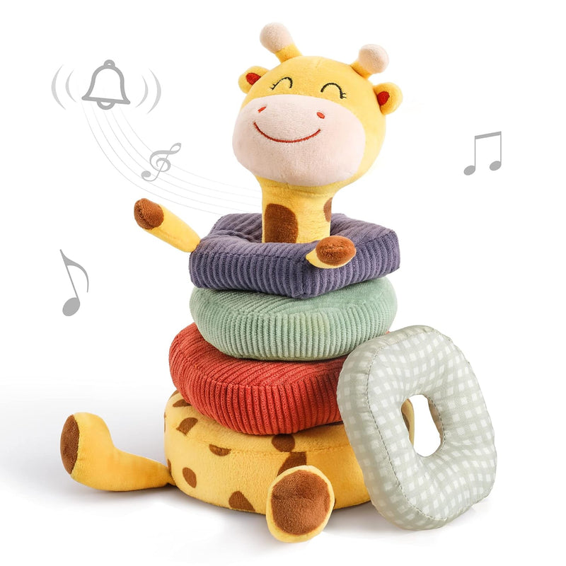 Plush Stacking Rattles Baby Toy Giraffe Stacks Of Circles Stem Montessori T
