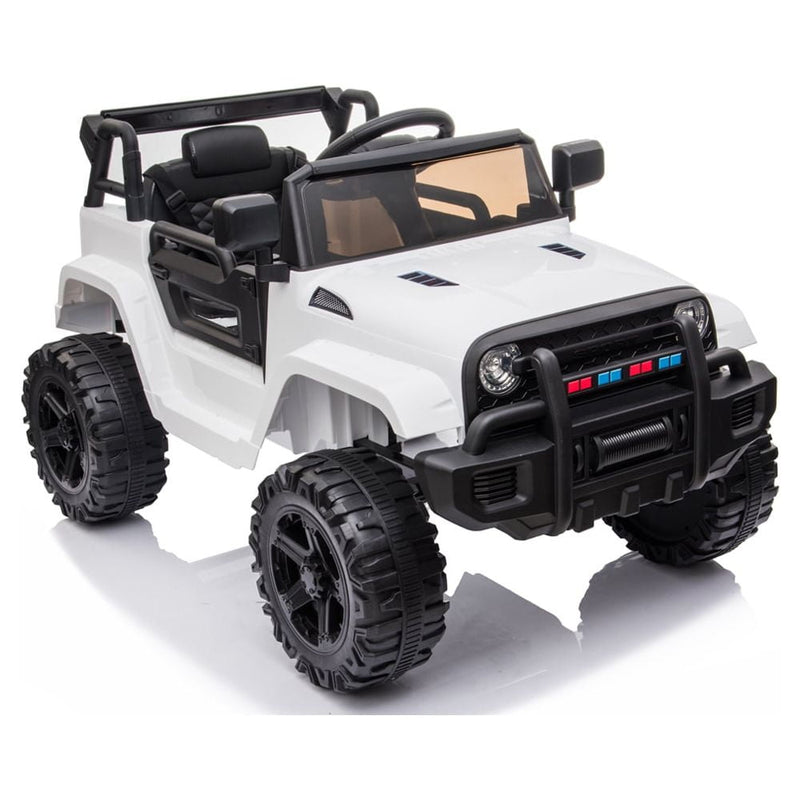 12V Battery Powered Truck Kids Ride On Car W/Rc, Led Light, Horn, Mp3, White