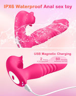 Upgraded Thrusting & Sucking Rose Vibrator for Women, 9 Modes, G-Spot Stimulator