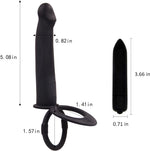 Strap-On Double Penetration Dildo with Vibrating Butt Plug & Cock Ring