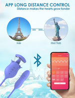 Rose Vibrator for Women - APP Remote, 8 Thrust & 10 Tongue Vibration, Heated Toy