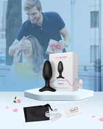 1.5" Vibrating Silicone Butt Plug with Remote, Rechargeable, Waterproof for Couples