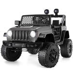 12V Kids Powered Ride On Truck Car With Parent Remote Control, Bluetooth Music, Spring Suspension, Led Lights - Black