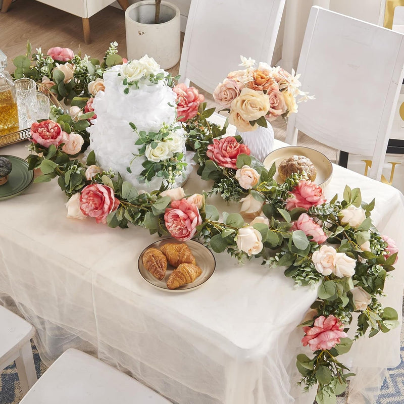 Flower Garland, Wedding Arch Flowers, Artificial Rose Vine Flowers For Room An
