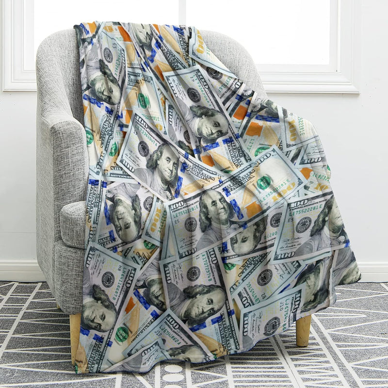Money Blanket 100 Dollar Bills Pattern Print Gifts For Women Kids Girls Men Bi