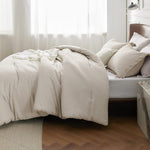 King Size Comforter Set - Beige King Comforter Set, Soft Bedding For All Seasons, Cationic Dyed Bedding Set, 3 Pieces, 1 Comforter (104"X90") And 2 Pillow Shams (20"X36"+2")