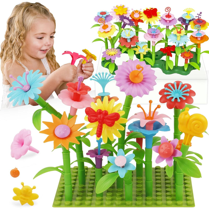 3 6 Years Old Toddler Toys Flower Garden Building Toy With Insect Pegs, Edu