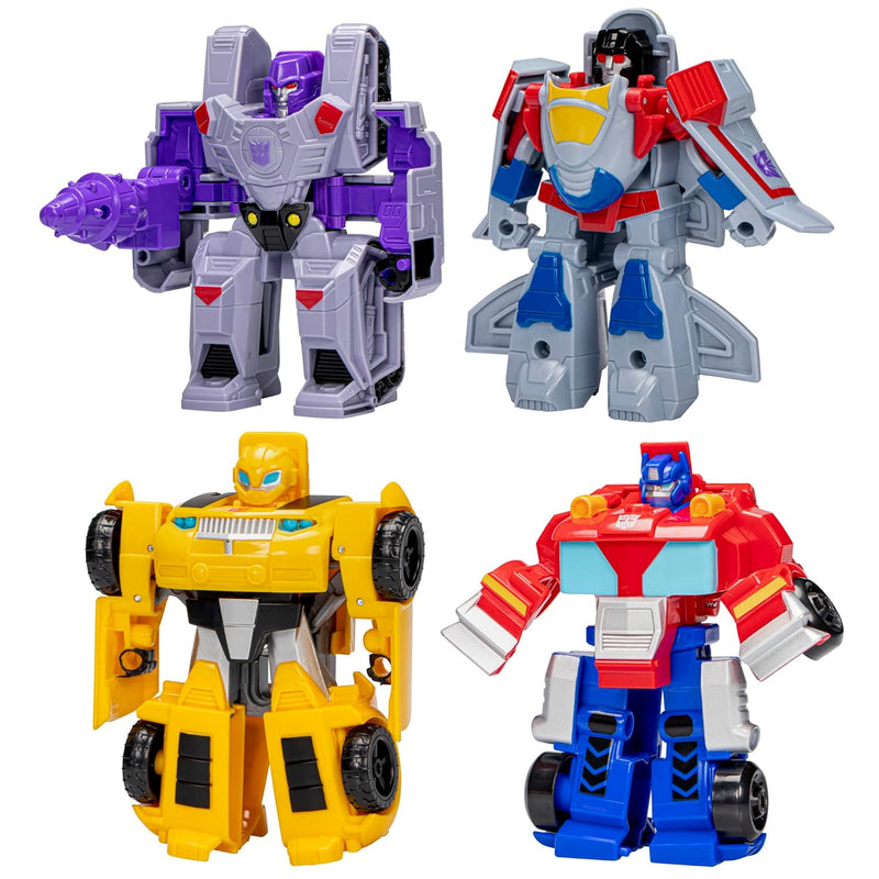 Transformers Toys Heroes vs Villains 4-Pack, Autobot and Decepticon 4.5-Inch Action Figures, Preschool Robot Toys for Kids Ages 3 and Up