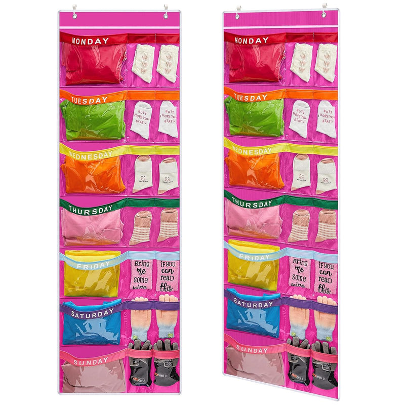 2 Pcs Weekly Clothes Organizer For Kids Weekly Hanging Closet Portable Kids Clot