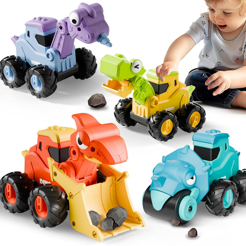 iPlay, iLearn Dinosaur Truck Toys for Toddlers, Boys Dino Press Go Racing C