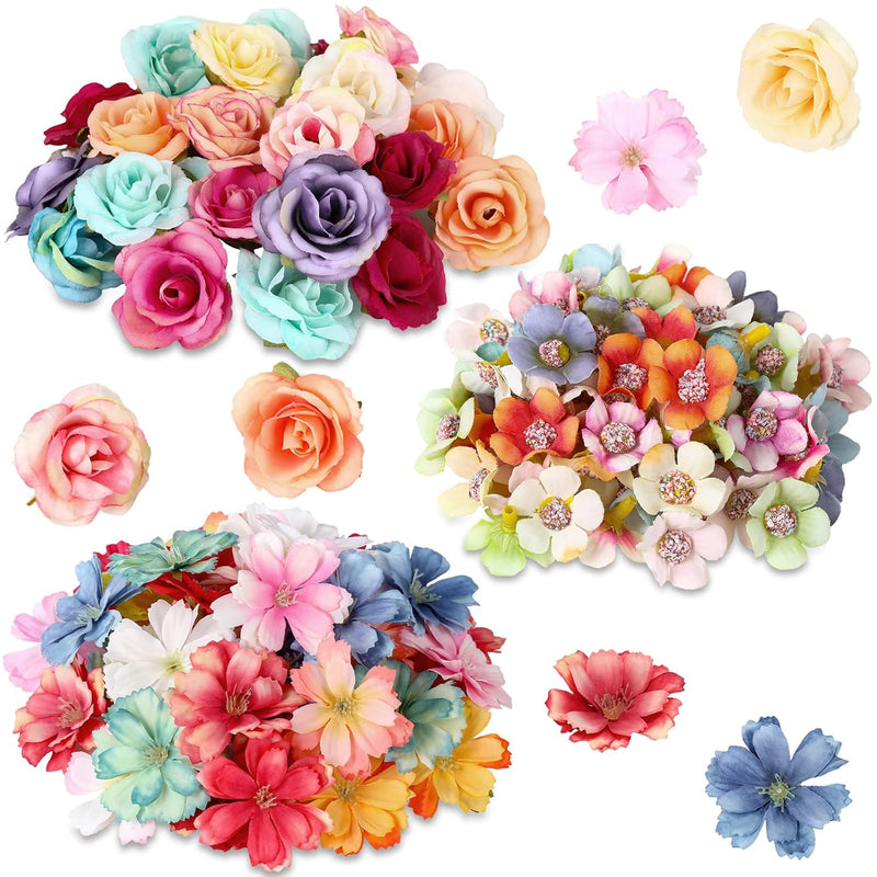 Faux Flower Heads Mini Artificial Flower Heads Fake Peony Daisy Rose Plum Blos