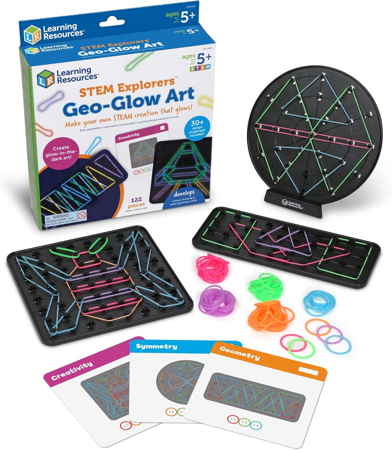 Glow-in-the-Dark Geo Art STEM Kit for Kids with 35 Design Activities