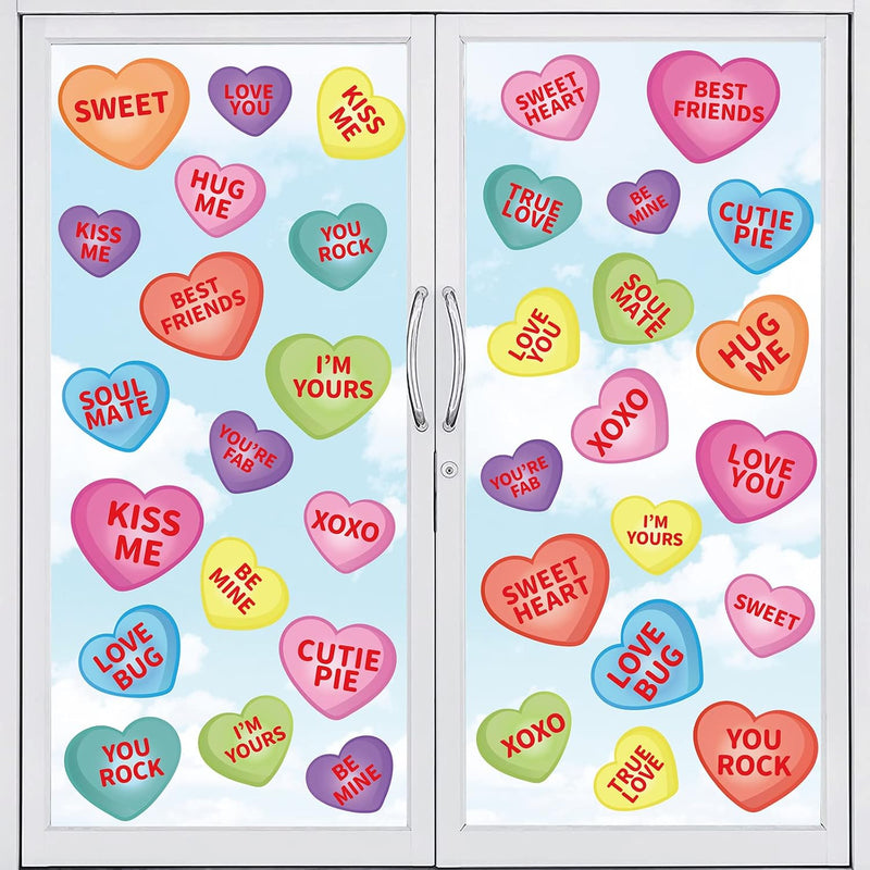9 Sheet Valentine'S Day Window Clings Romantic Conversation Heart Window Decal