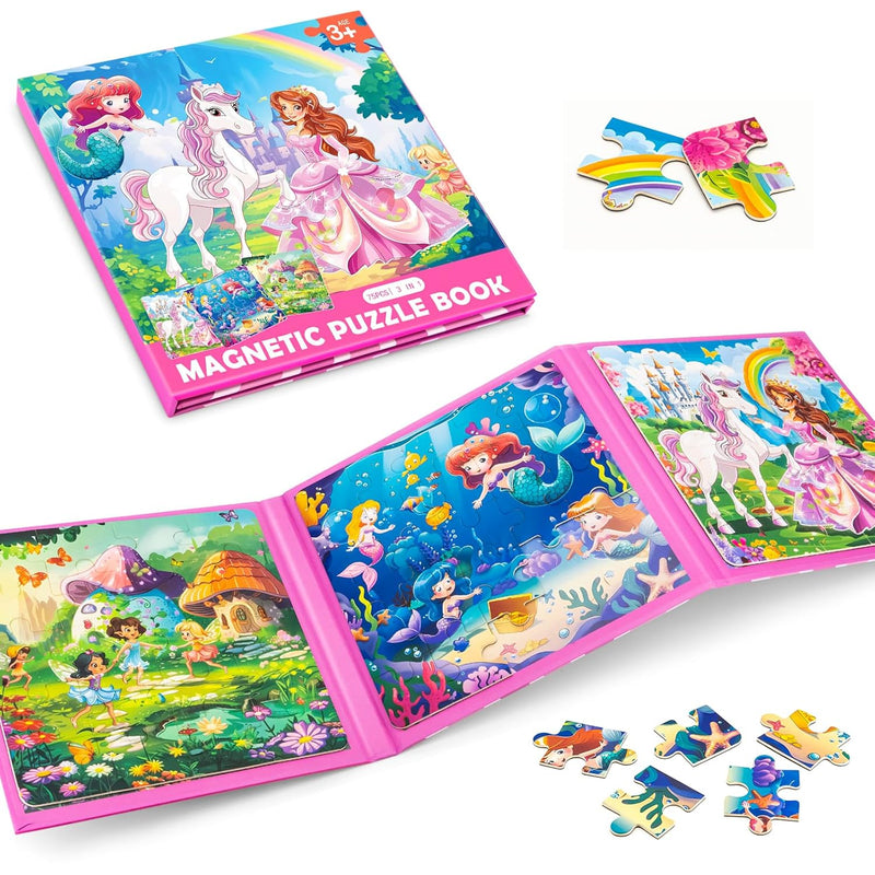 Princess Magnetic Puzzles For Toddlers 3 5 Girls, 20 25 30 Pieces Mermaid P