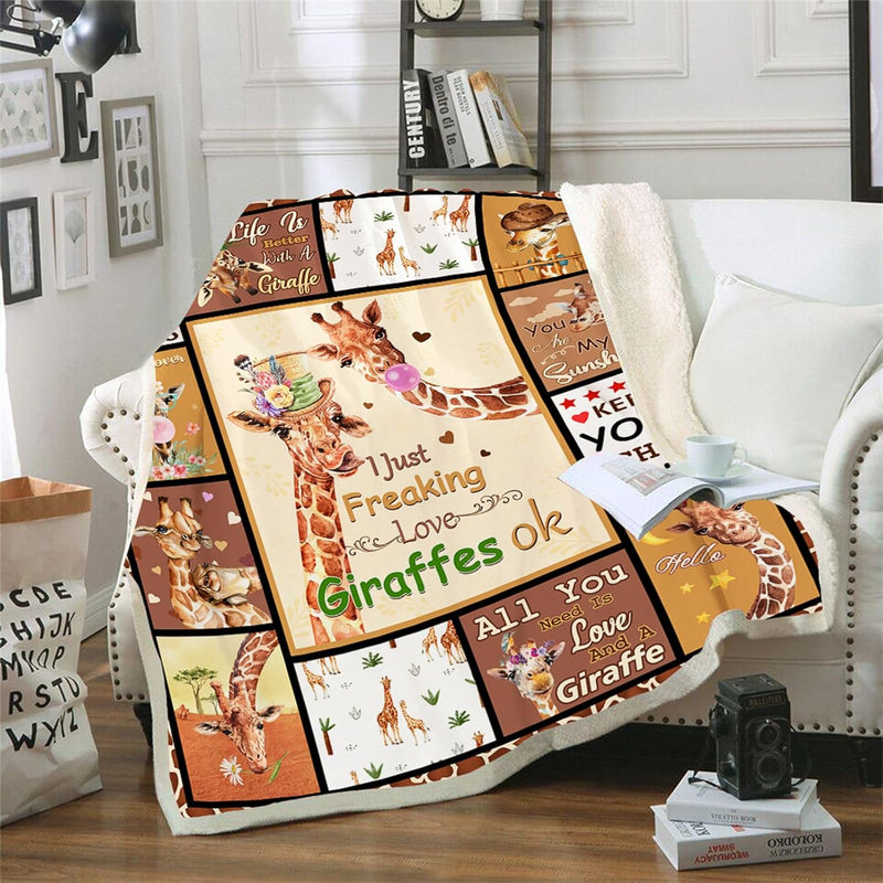 Cute Giraffe Blanket, Giraffe Gift Throw Blanket 60"X50", Giraffe Gifts For Wo