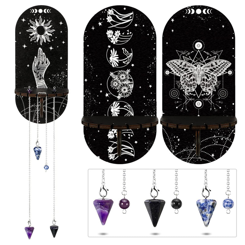 3 Pieces Small Crystal Shelf Display Black Butterfly Crystal Shelf Magical Boh